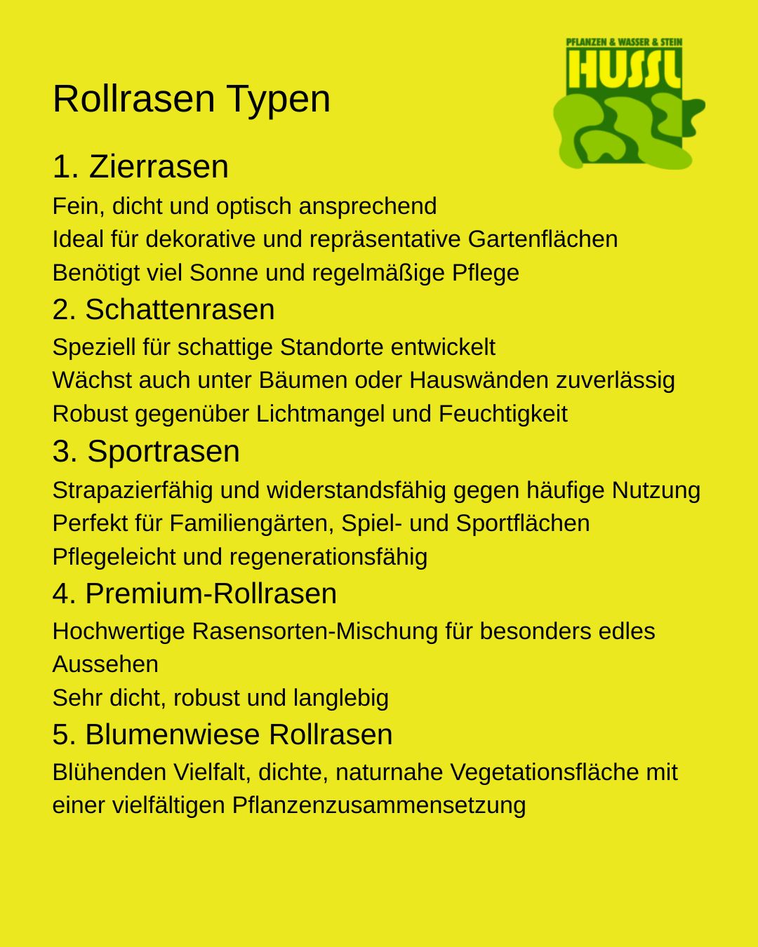 Rollrasen Typen