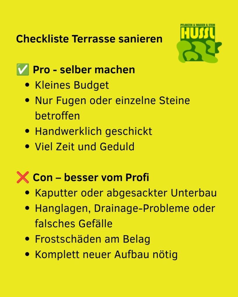 Checkliste Terrasse sanieren