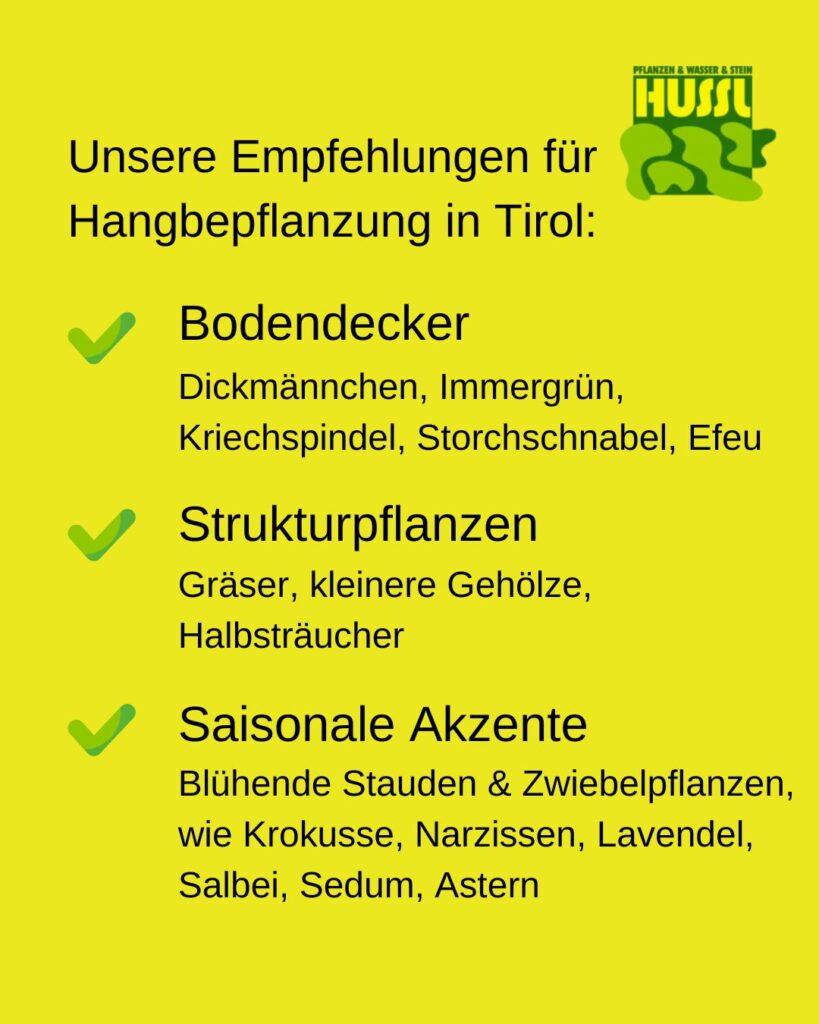 Hussl Gartentipps Unsere Empfehlung für Hangbepflanzung in Tirol